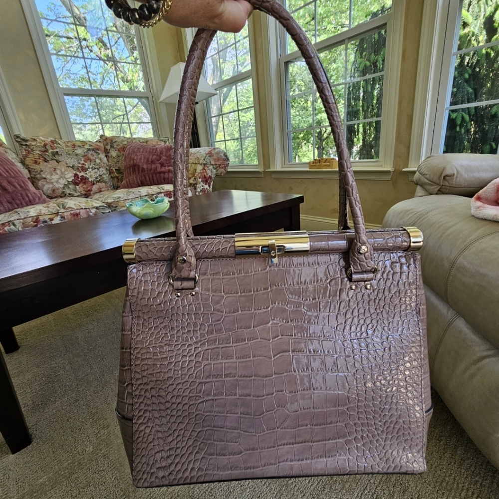 Kate Spade Knightsbridge Constance  Crocodile-Embossed Tan Handbag